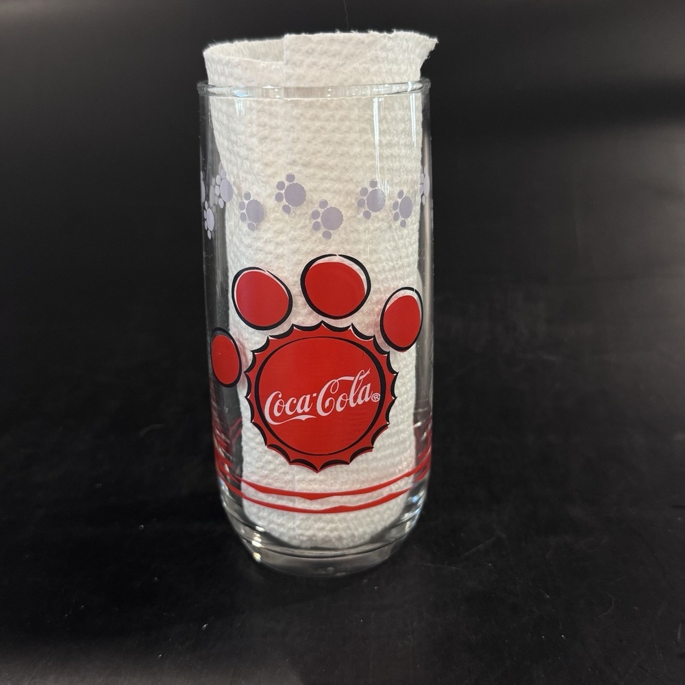 Coca Cola Polar Bear Drinking Glass Tumbler  Vintage 90s Anchor Hocking W Label